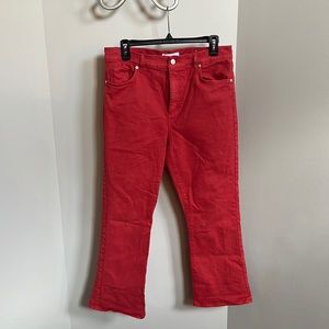 Like new- Loft orange high rise crop kick flare jeans